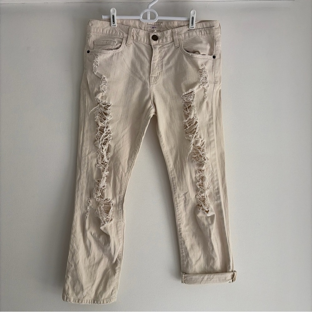Current/Elliott Natural Denim Destroy Boyfriend Jeans Size 26